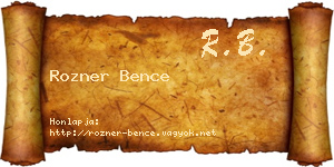 Rozner Bence névjegykártya